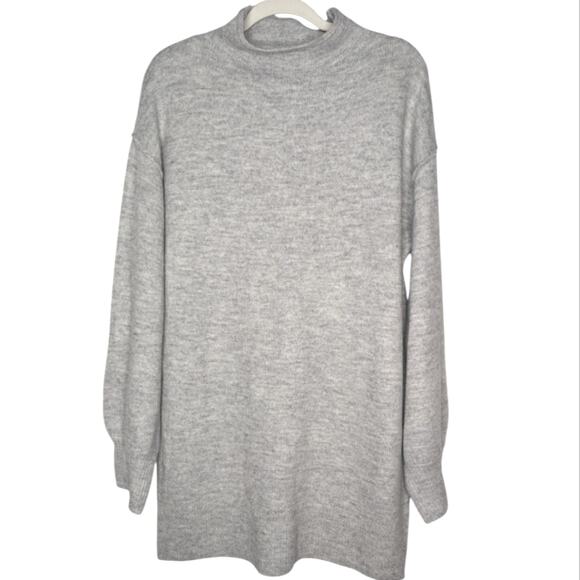 NWT Gap Maternity High Neck Oversized Tunic Sweater Dress Light Heather Grey XL - Picture 1 of 7